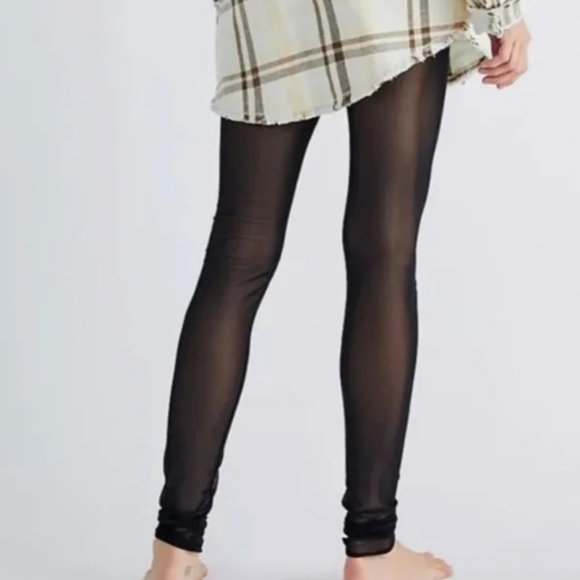 Free People Intimately Make It Happen Mesh Leggings Black - Picture 2 of 4